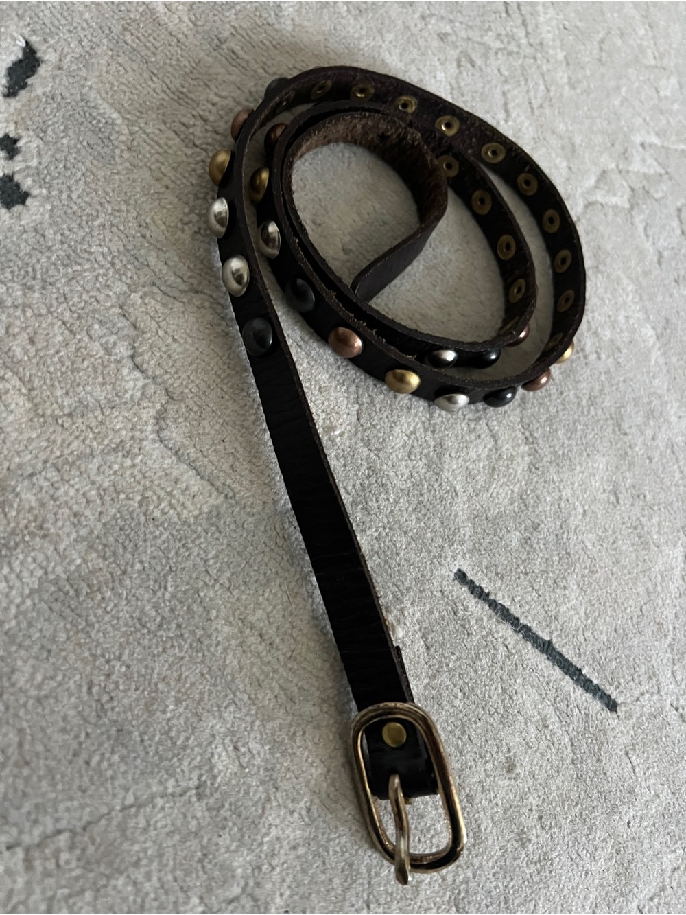 Studded Leather Wrap Belt - Black